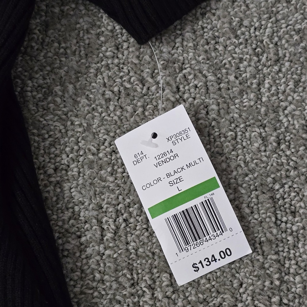 NWT Steve Madden L Black Rib Knit Faux Leather Zip Polo Mini Dress Pockets - Picture 7 of 8